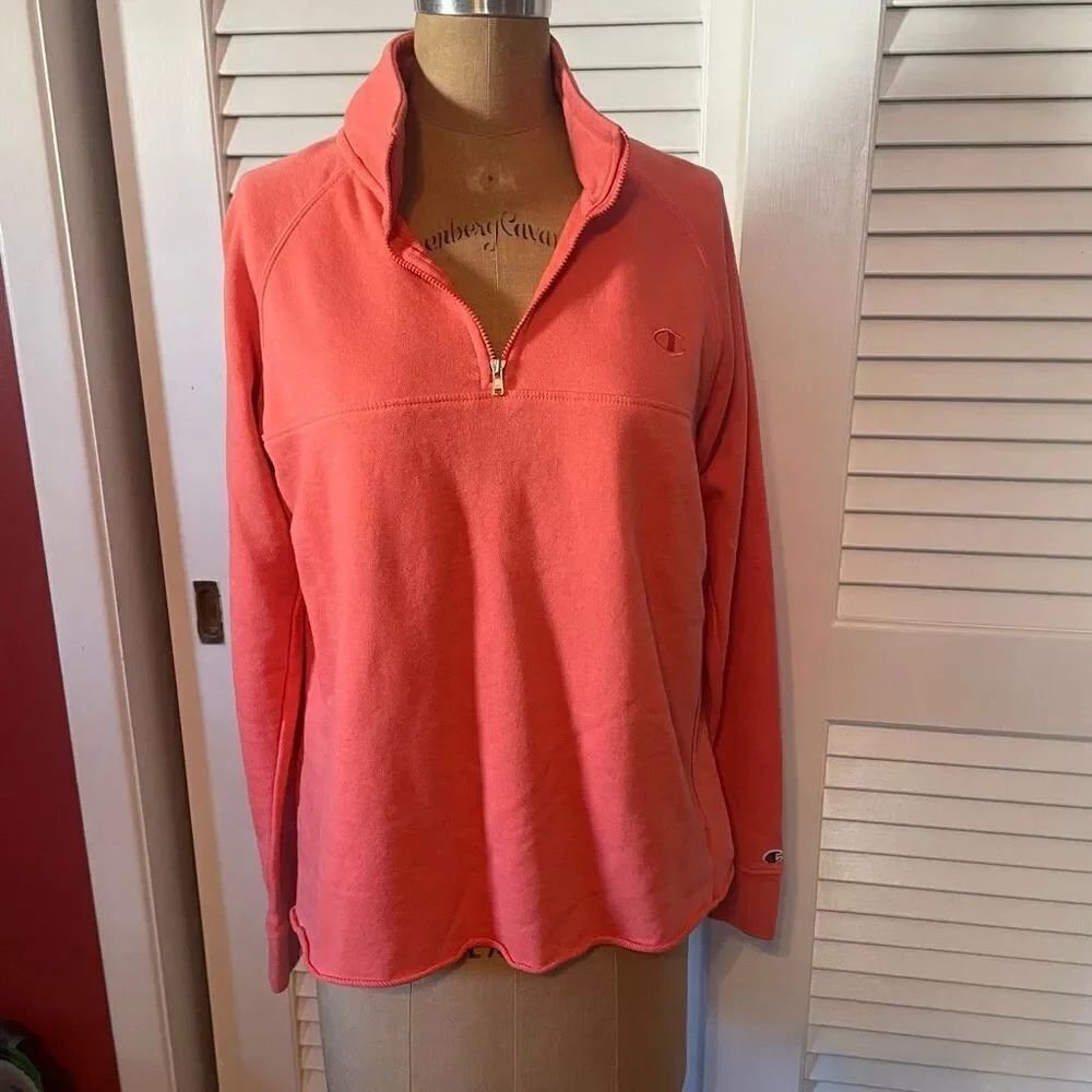 CHAMPION | coral half zip pullover L